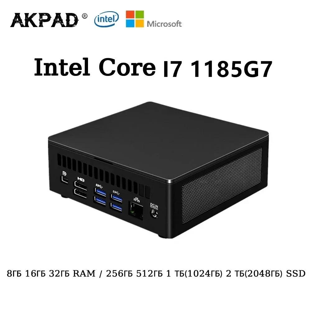 AKPAD  NUC ̴ ̹ PC, ھ I7, 1185G7, 4.8 GHz,  10, 11 , ǽ ̸ ũž ǻ, DDR4, HD Ʈ 4.0